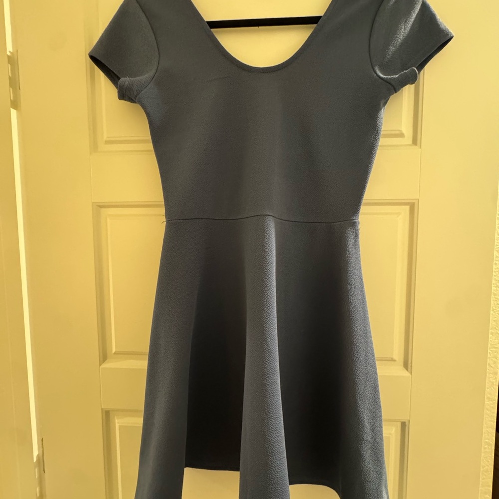 Planet Gold Blue Fit and Flare Mini Dress